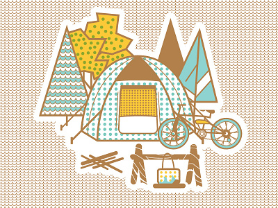 Northland Sticker Series: Camper camp camping design fire illustration mountain bike north sticker tent