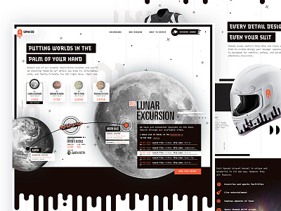 SPACED: Homepage (finally finished it) brand homepage outerspace playoff travel ui ux visual design web web design