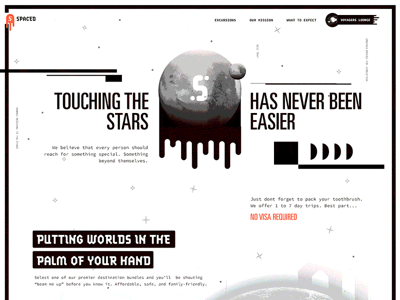 Spaced Concept: Scroll design homepage spaced travel company ui ux visual design web web concept web design