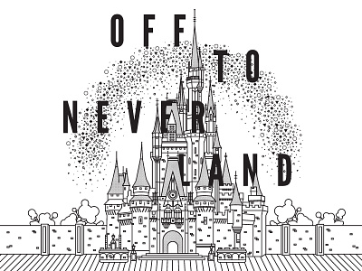 Off to Neverland castle disney illustration magic print t shirt type