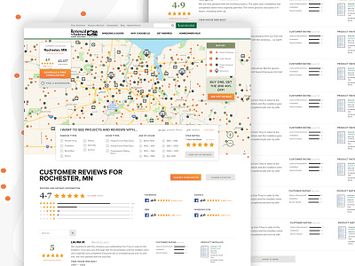 Map and Product Reviews page