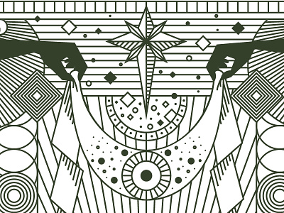 Lunar Print Detail banner hands illustration line line art lunar moon print