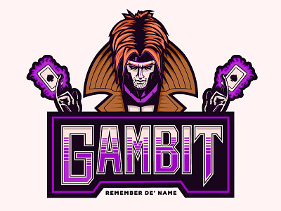 Gambit Badge badge card custom type gambit illustration sticker superhero typography vector xmen