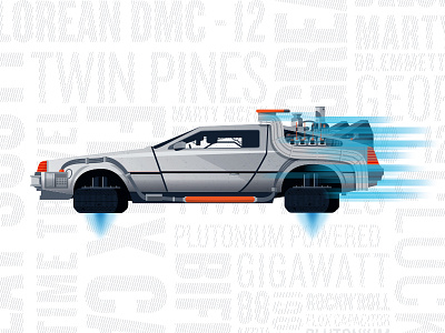 Back to the Future: We Don't Need Roads back to the future delorean design illustration sticker sticker design vector