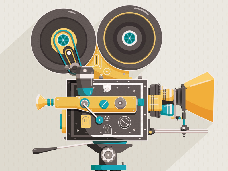 Cine camera film illustration poster vector vintage