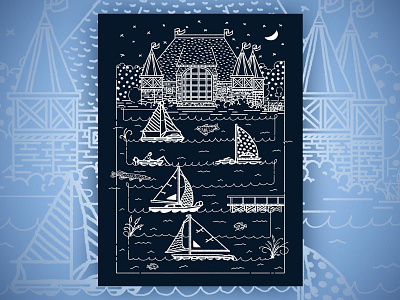 Posters for Parks: Year 1: Night Sailing boating boats design illustration line line illustration minneapolis parks poster poster art screenprint