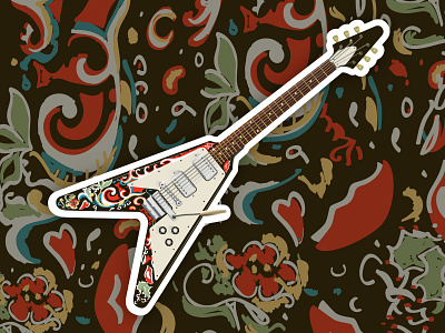 Lords of Sound: Psychedelic Sound adobe illustrator guitar guitarist illustration illustration agency jimi hendrix pattern psychedelic rock n roll sticker sticker design sticker mule vector