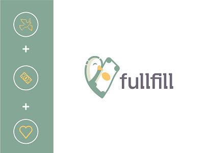 Fulfill: Heart Bird bird logo brand branding christian design finance financial logo logo design put a bird on it religious startup