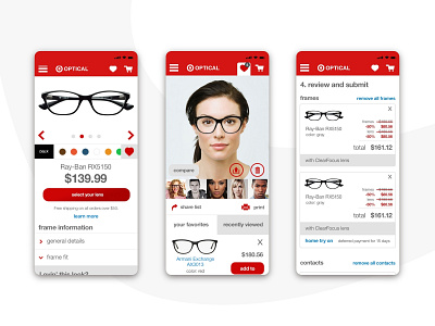 Target Optical: Mobile Screens app design ecommerce glasses mobile shopping target ui ui ux design ui design ux ux design ux ui web web design