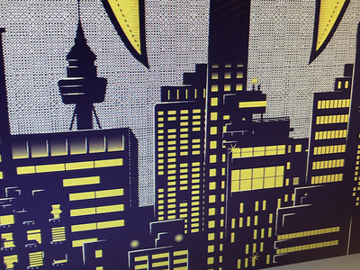 Nighttime in the City cityscape halftones illustration movie poster poster screenprint vector