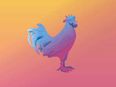 Blue Chicken animal ch chicken gradient illustration mpls poster rooster statue vector