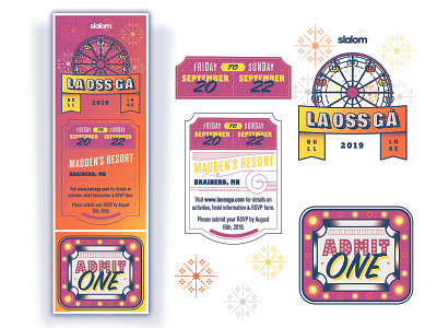 LaOssGa Ticket Design branding design event event design event ticket ferris wheel logo print print design printing ticket typography
