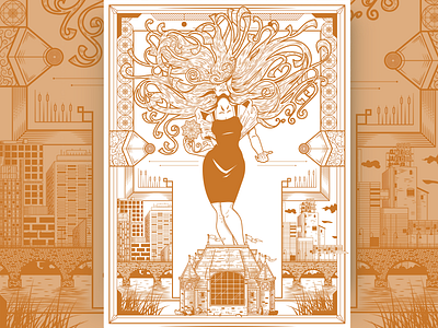 Posters for Parks 2019: Harriet's Song buildings charity city cityscape design hair illustration line line art minneapolis parks party poster screenprint woman woman illustration
