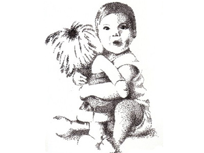 Dot baby dot illustration pointillism