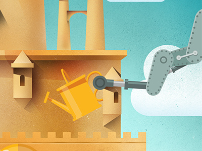 There's an app for that animation castle robot sand sand castle sea still