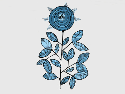 Blue blue flower grey ice illustration