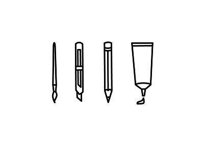 Essentials brush glue icon illustration pen penknife