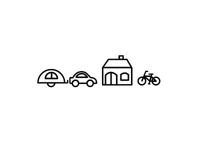 At Home bike car caravan house icon illustration