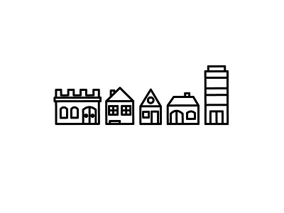 Downtown city house icon illustration town