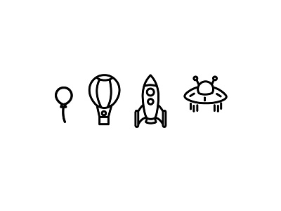 Flying balloon icon illustration rocket ufo