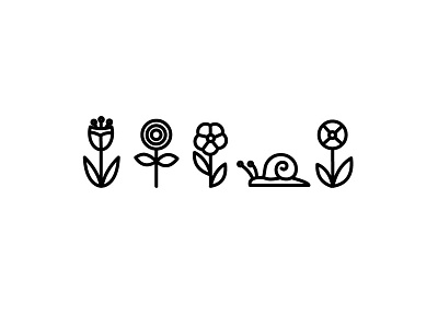 Lunch flower garden icon illustration snail