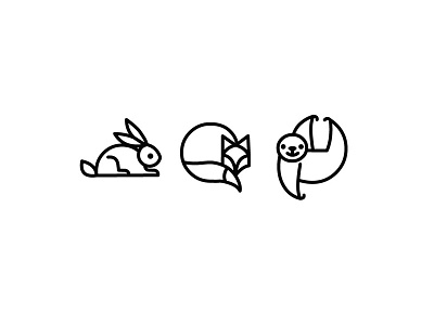 Dry Animals bunny fox icon illustration sloth