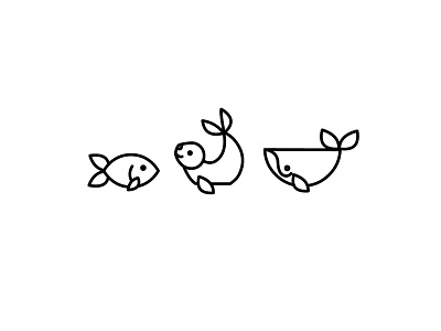Wet Animals fish icon illustration seal whale