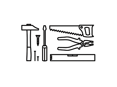 Tools of Trade hammer icon illustration pliers saw screwdriver tools
