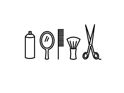 Tools of Trade can comb haispray icon illustration mirror scissors
