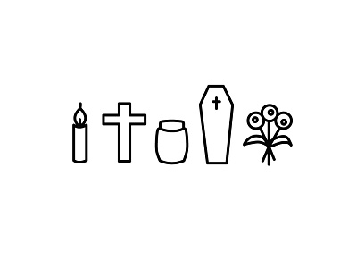 Tools of Trade casket cross funeral icon illustration urn