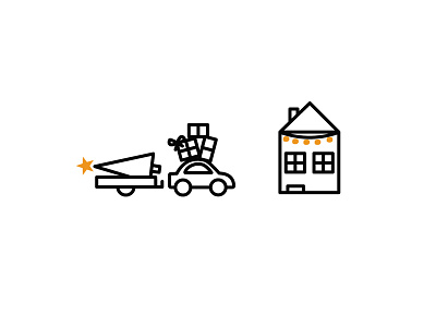 Driving Home car christmas driving house icon illustration presents