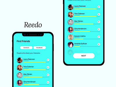 Reedo add friends clean iphonex minimal read ui ux