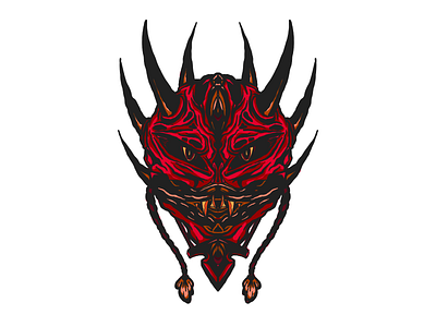 Darth Maul Inspired Mask illustration illustrator ipad ipad pro japanese mask nature procreate sax skull
