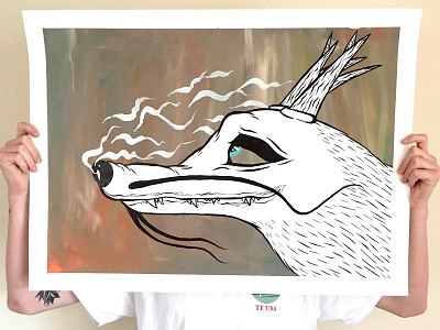 Hazy Dreams acrylic illustrator dragon exploration flat hand drawn illustration painting sax smoke