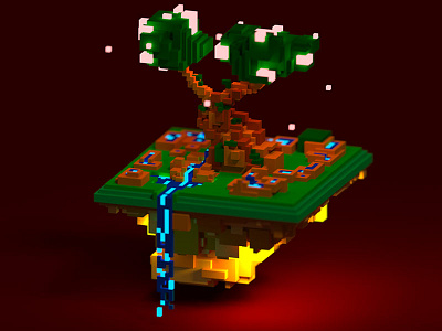 Illumination cube cubic glow island magic magicavoxel saxon voxel saxonsplace tree tropical