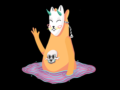 Monster fox mask illustration ipad pro kitsune procreate saax