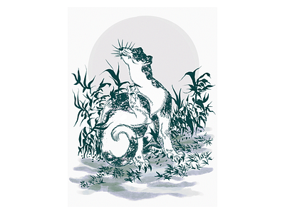 Hokusai Animal Manga tribute cat flower hokusai illustration ipad ipad pro japan japanese art nature procreate
