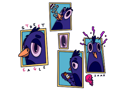 Street Eagle bird comic comic art drugs high ipadpro medication pidgeon procreate saax skull street