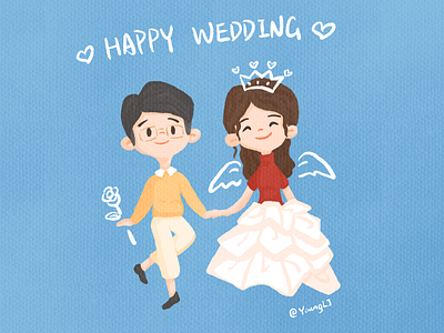 Happy wedding boy design girl illustration procreate wedding