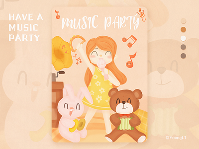 HAVE A MUSIC PARTY design girl illustration music procreate