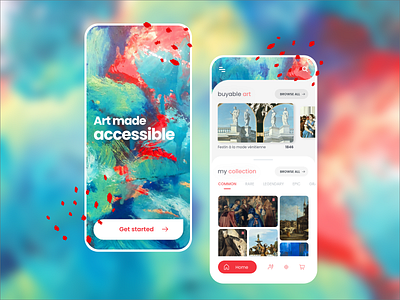 Collectible Art App Concept adobe xd app application art artist bid branding buyable collectible collection concept design ecommerce mobile mobile app mobile app design museum painting uiux ux