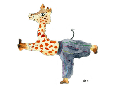 Giraffe Yoga giraffe illustration art illustraton watercolor watercolor art yoga zen