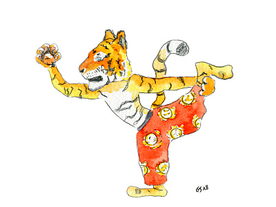 Tiger Yoga animal illustration illustration art tiger watercolor watercolor art yoga zen