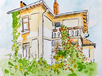 Watercolor house watercolor art watercolor illustration watercolor painting