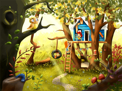 Milo's cabin background background design childrens illustration digitalart illustration