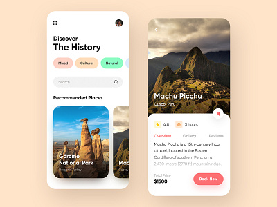 Travel App Design Concept app app design booking concept history mobile app travel agency travel app traveling trip