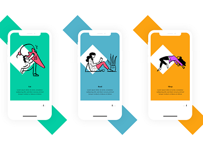 Walkthrough screens concept design illustration random splash screen ui