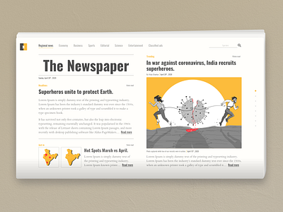 The Newspaper adobexd blog corona corona virus coronavirus covid covid 19 covid 19 covid19 design illustration news newsfeed newspaper procreate ui ux webdesign website website design