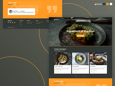 Recipe - website landing page dark theme design figma figma design figmadesign food food and drink foodie foodwebsite landing landing page design recipe recipe book recipe card recipes ui ux webdesign website website design