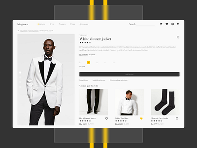 Product Detail Page Concept - Kingsmen clothing design detail page ecommerce shop figma monochrome product detail page shopping shopping website ui ux webdesign website website design